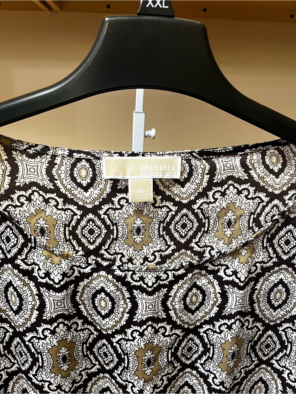 MICHAEL Michael Kors Brown , White & Gold Geometric Tunic Top